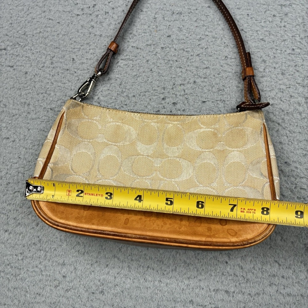 Vintage Coach 6094 Signature Demi Mini Bag Beige Brown Canvas Leather Purse - Picture 10 of 15